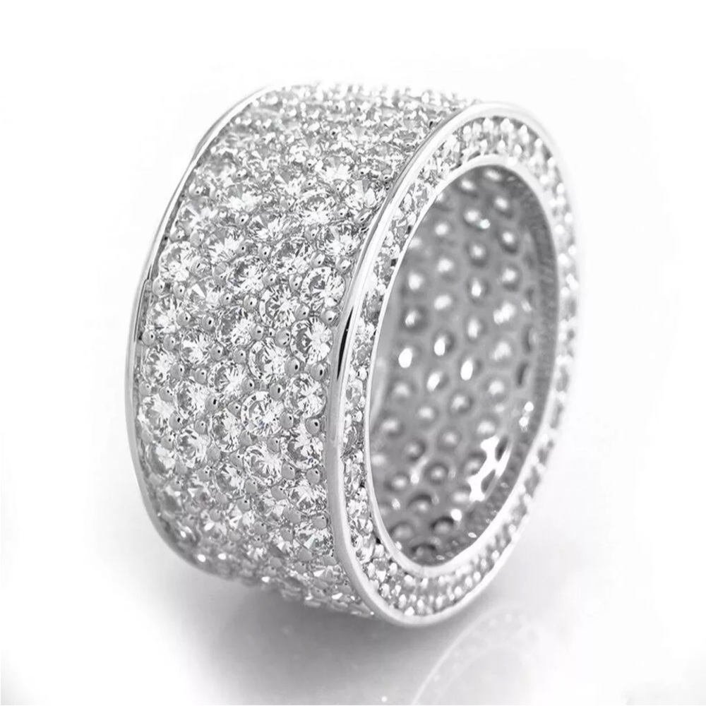 Gorgeous 14k White Gold Over Silver White Sapphire Band